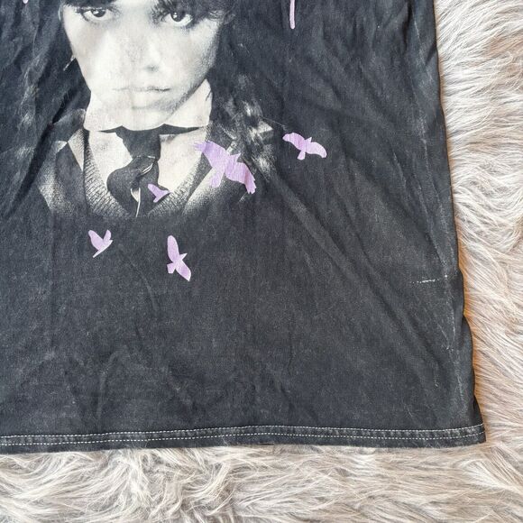 WEDNESDAY Addams Family Nevermore T-Shirt Sz S Adult Black Purple Graphic Unisex - Picture 3 of 8